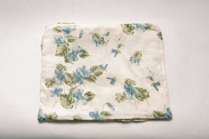 Cornflower Lane Timeless Floral Ruffle Zipper Pouch