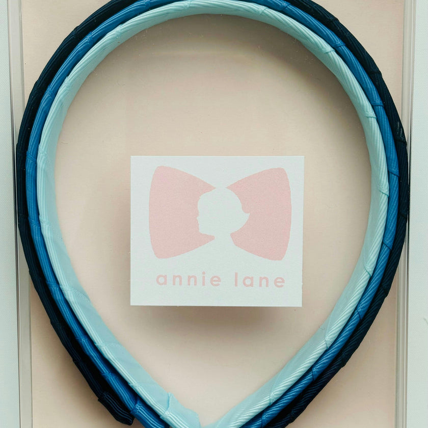 Set of three headbands - navy, capri blue, light blue