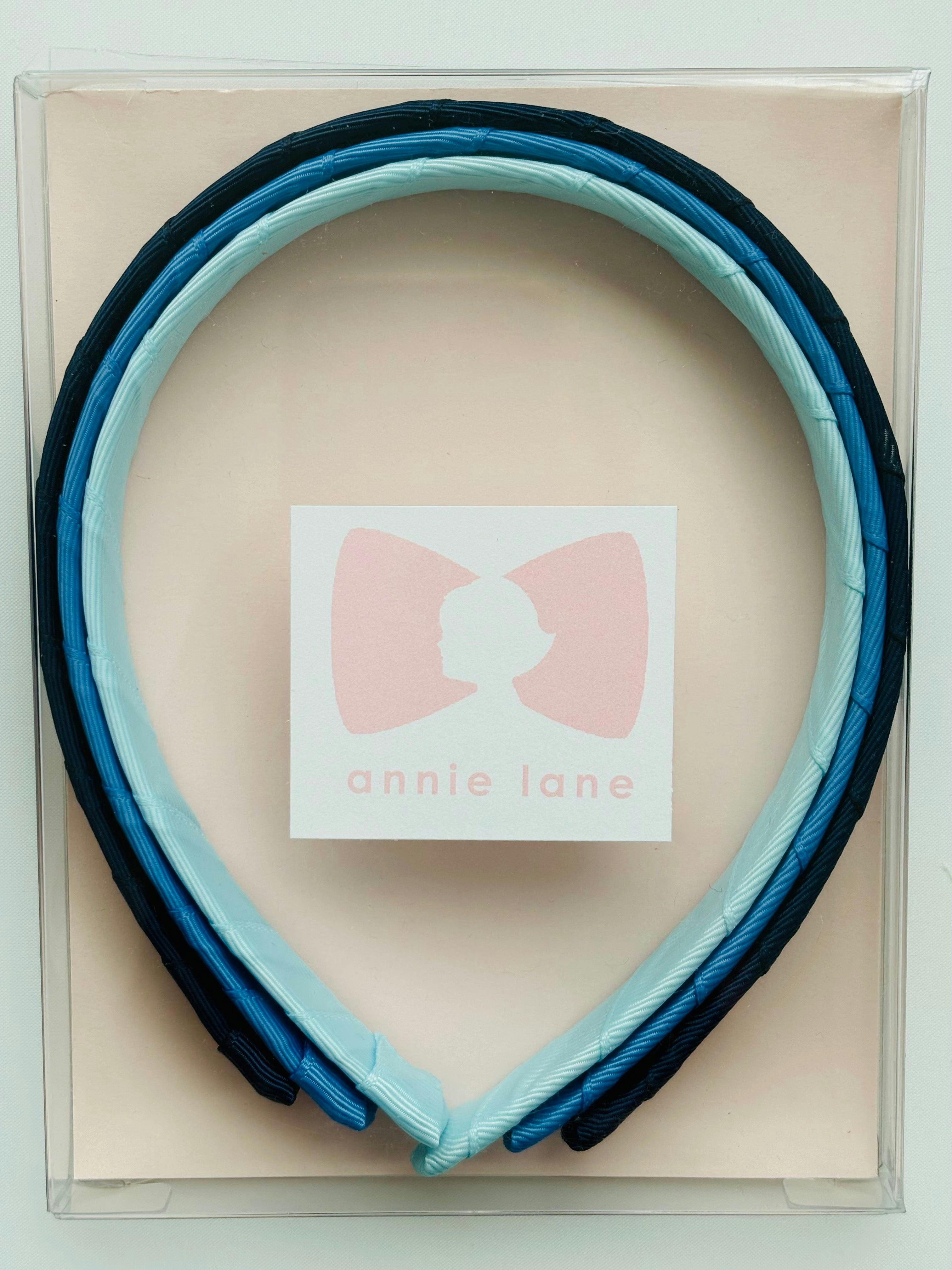Set of three headbands - navy, capri blue, light blue