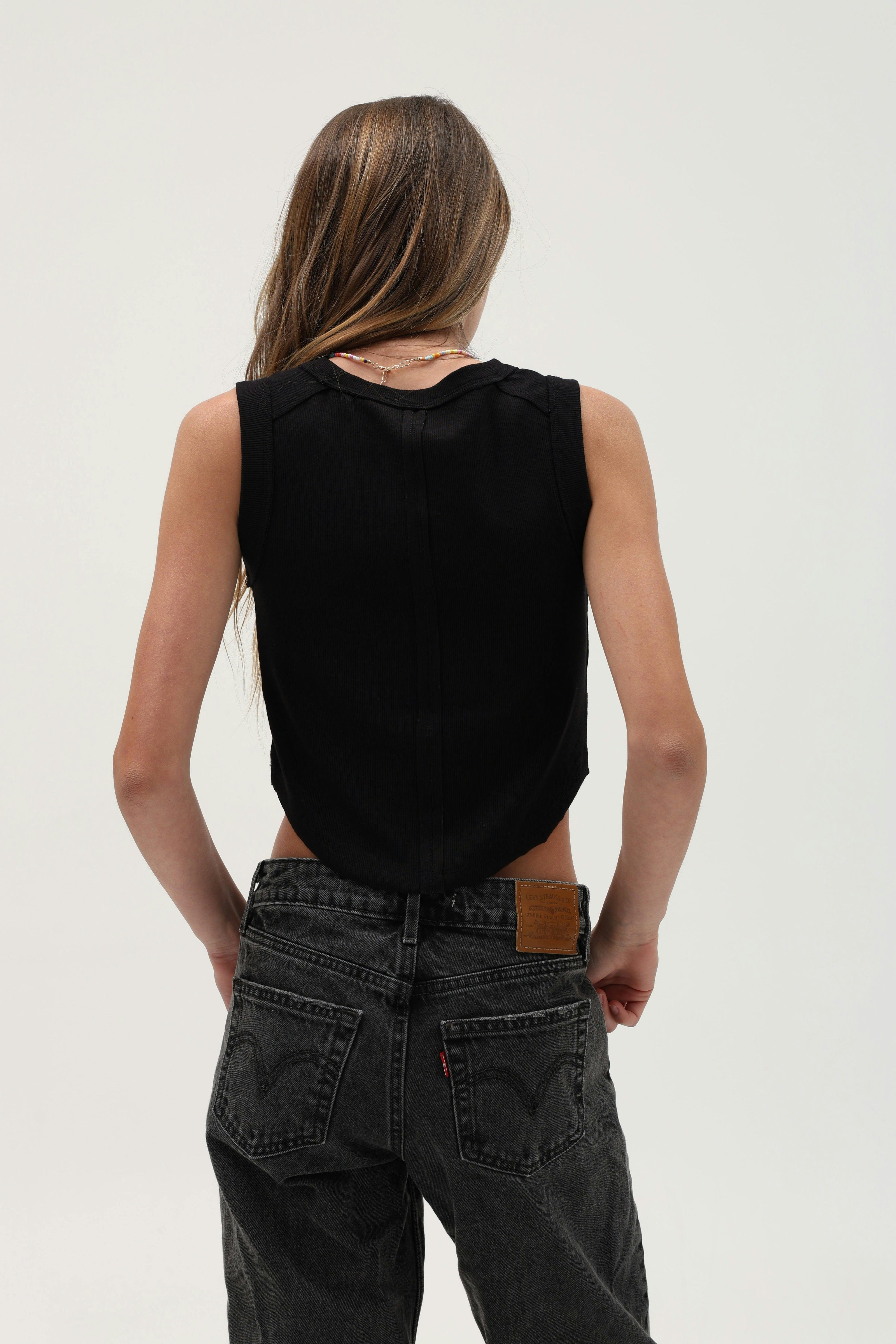 Ribbed Exposed Seam Tank Top