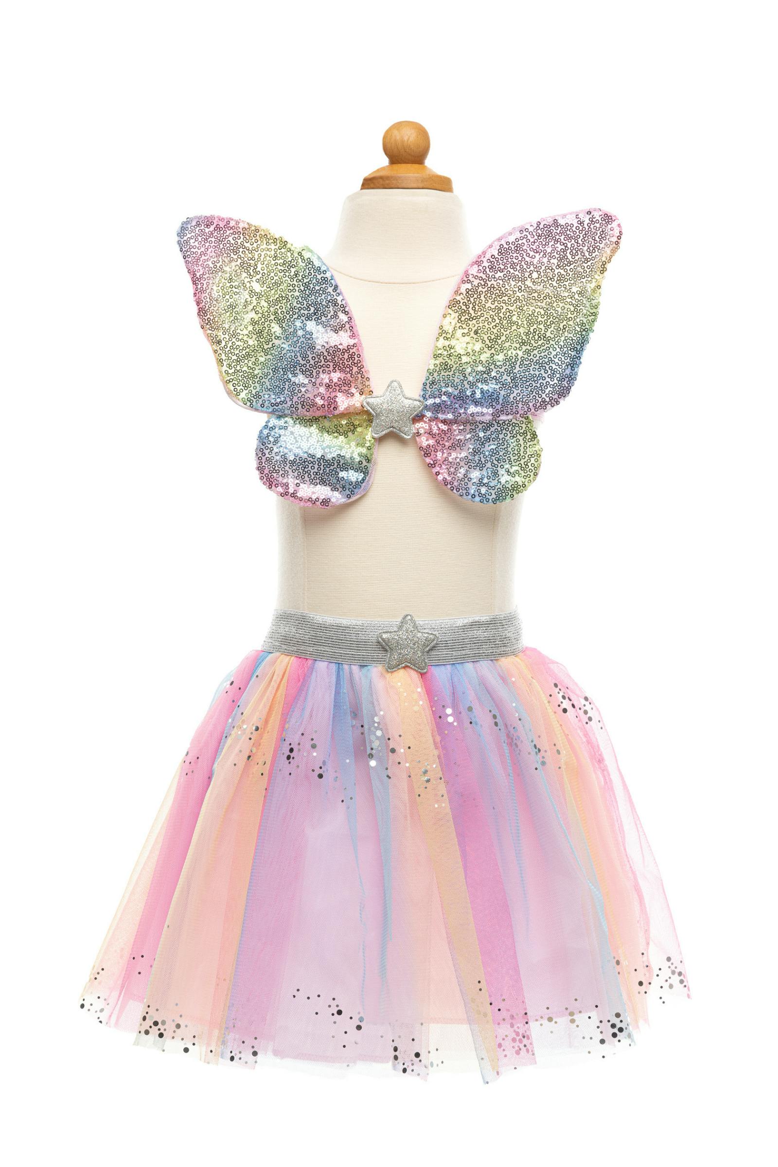 Rainbow Sequins Skirt w/Wings & Wand Size 5/6