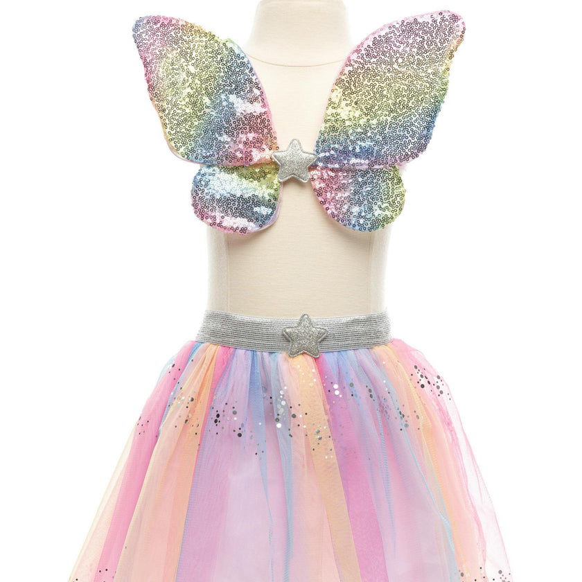 Rainbow Sequins Skirt w/Wings & Wand Size 5/6