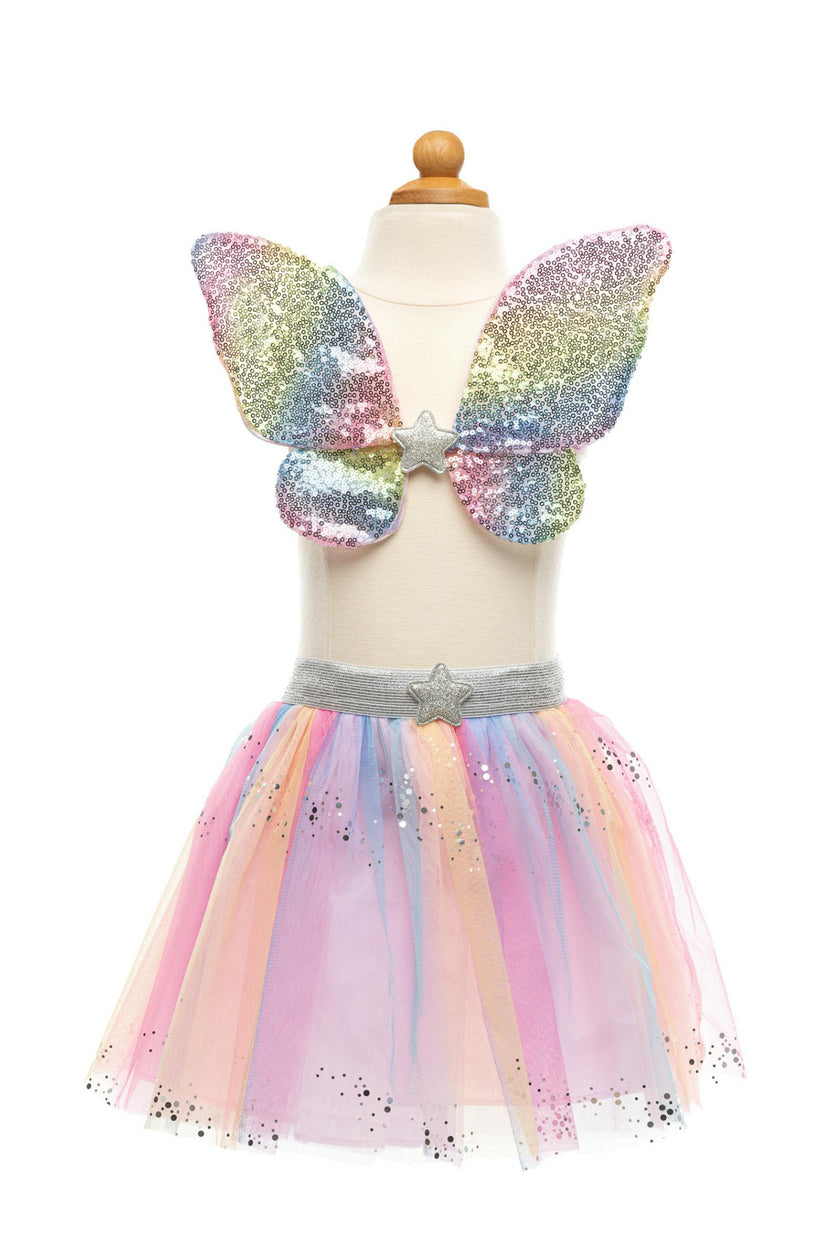 Rainbow Sequins Skirt w/Wings & Wand Size 5/6
