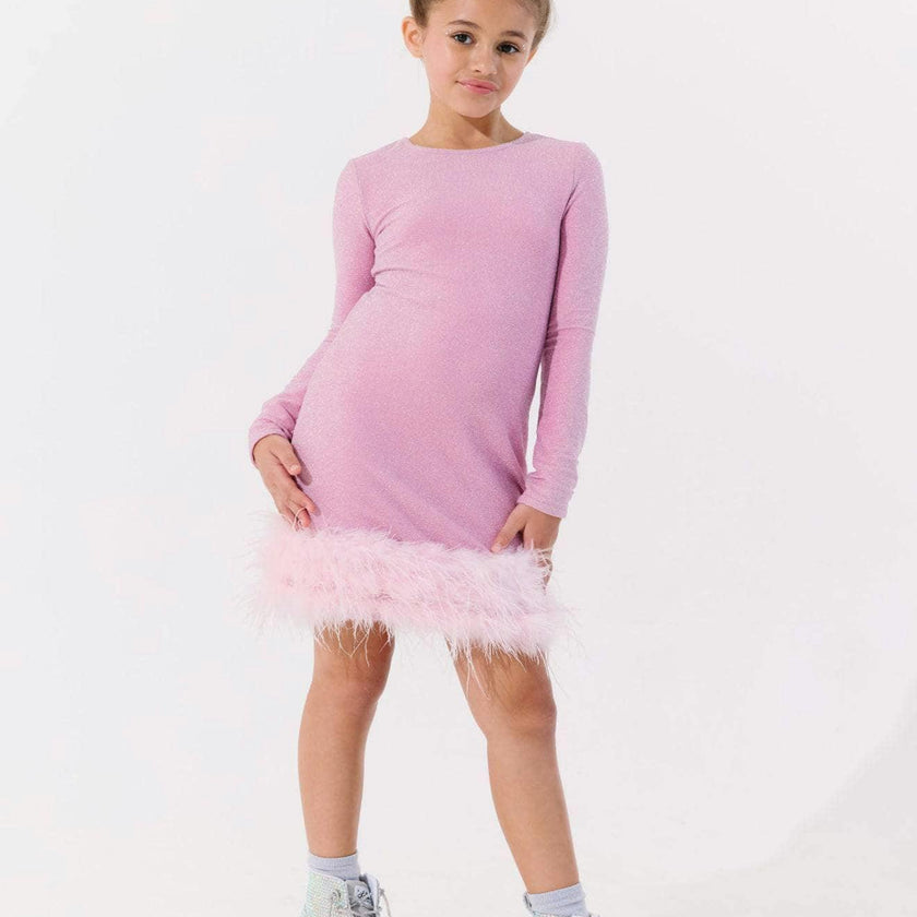 Pink Shimmer Feather Dress