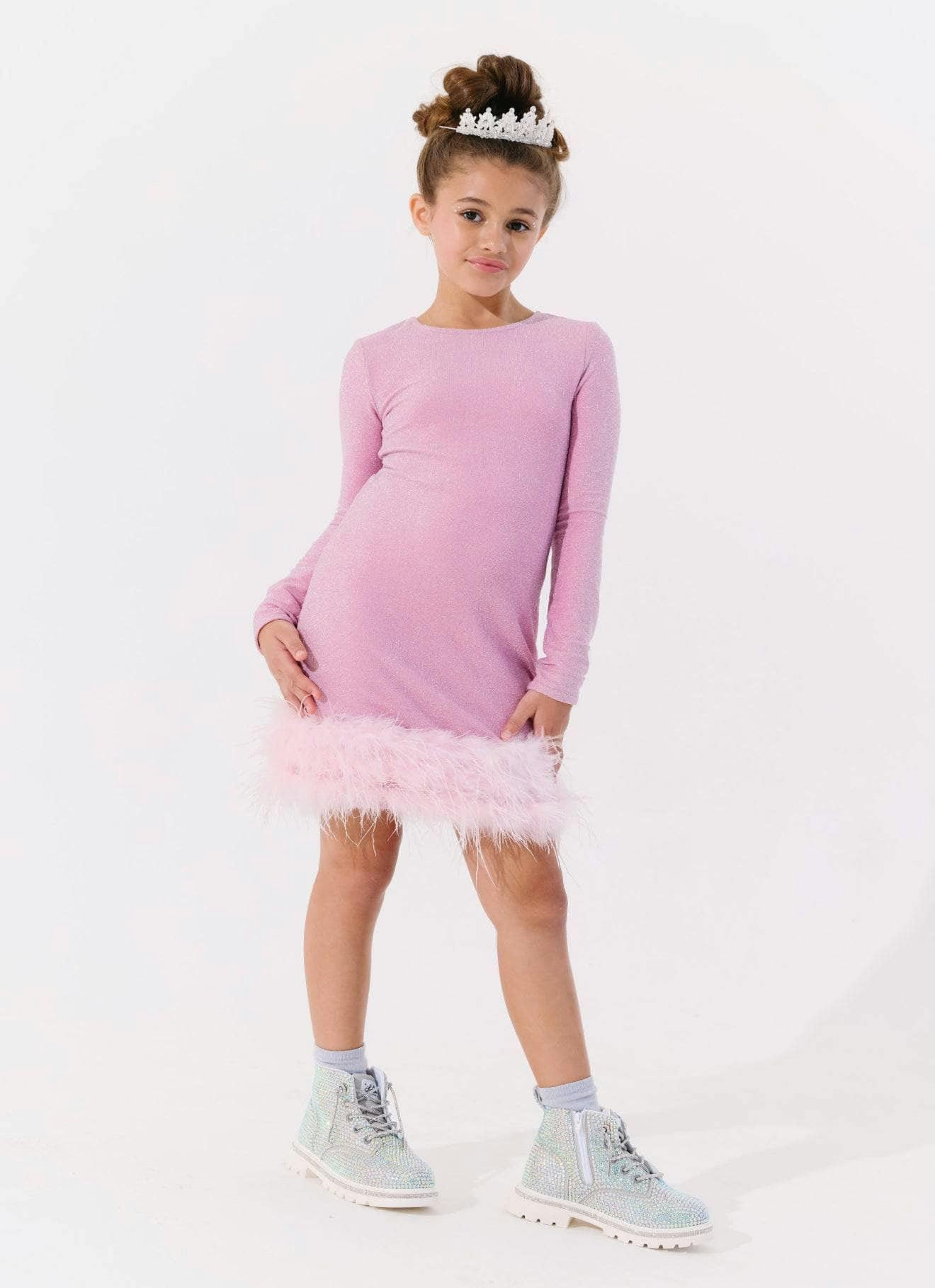 Pink Shimmer Feather Dress