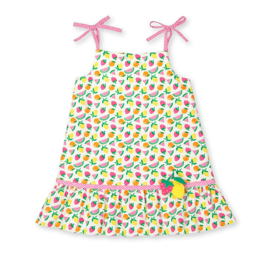 Printed Seersucker Dress With Fruit
