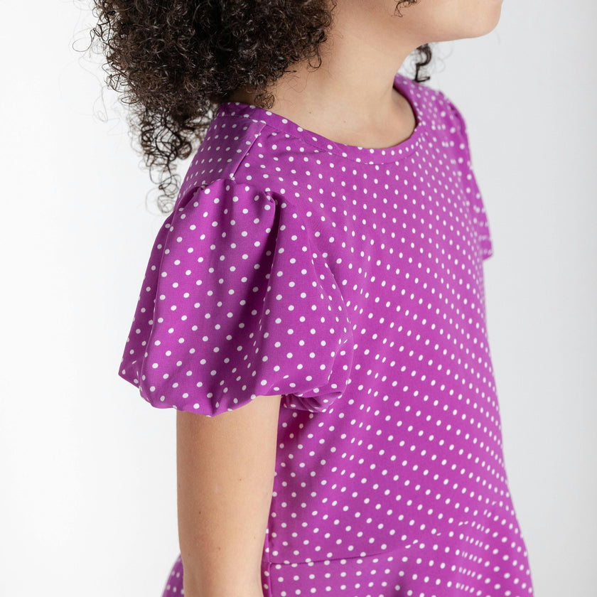 Polka Dot Dress W/Bubble Sleeves
