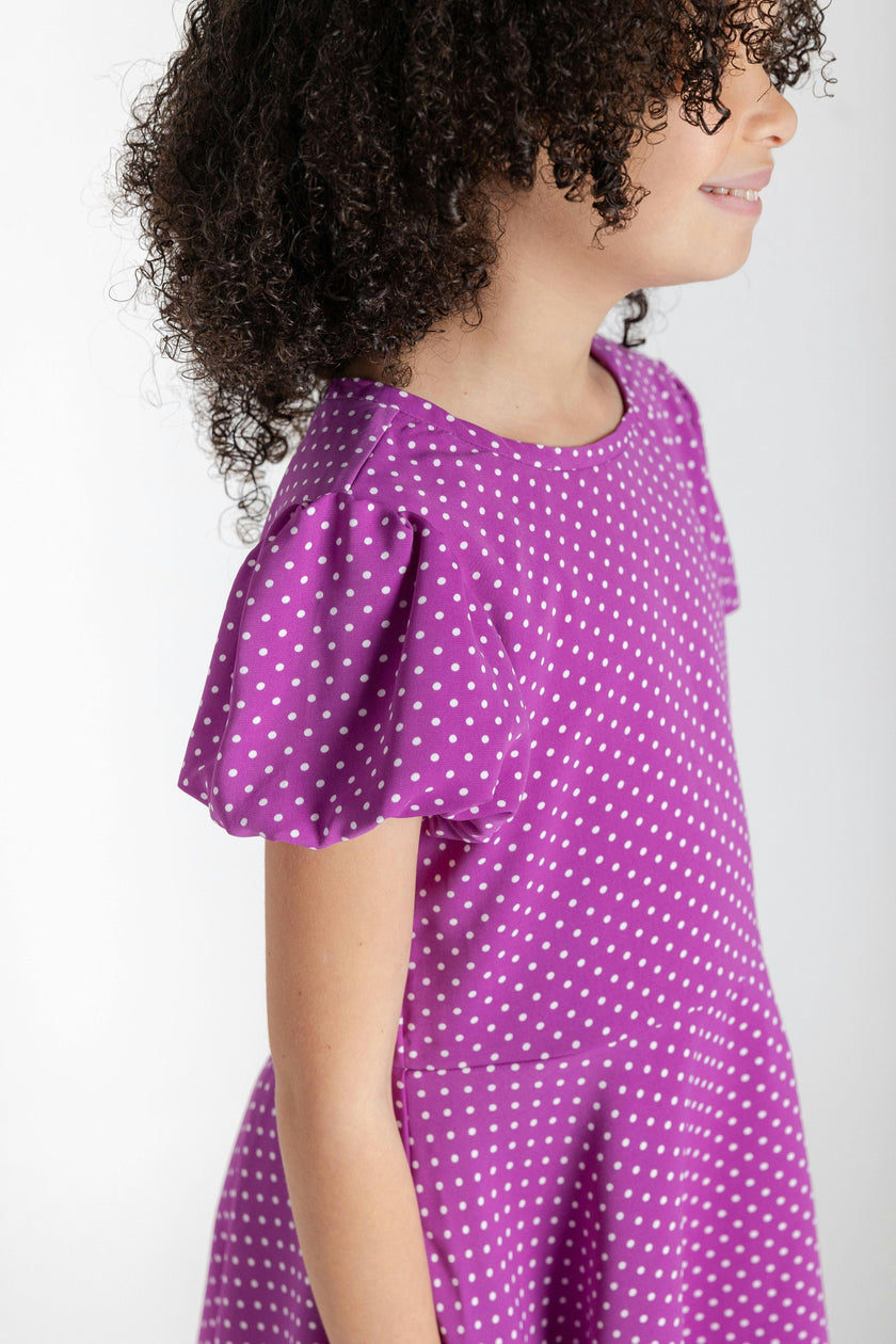 Polka Dot Dress W/Bubble Sleeves
