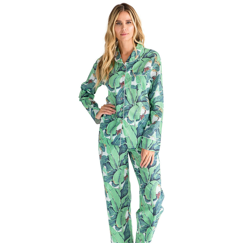 Women's Martinique® Green Banana Leaf Long PJ Set