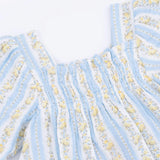 Odalys Floral Stripe - Puff Sleeve Baby Doll Dress and Bloomer