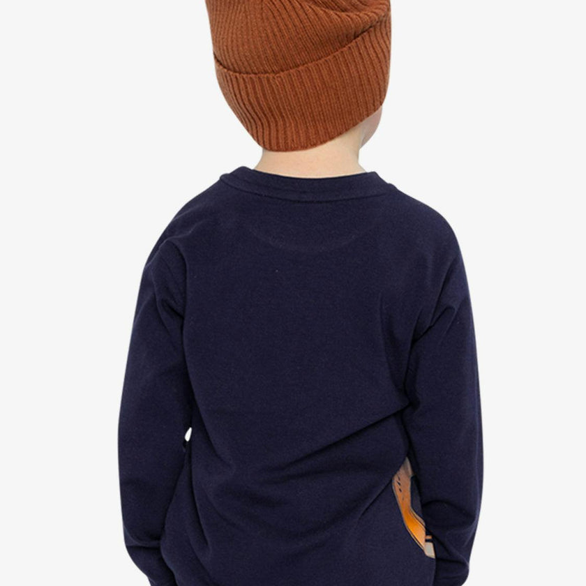 Long Sleeve Organic Cotton T-Shirt Dark Blue And Orange