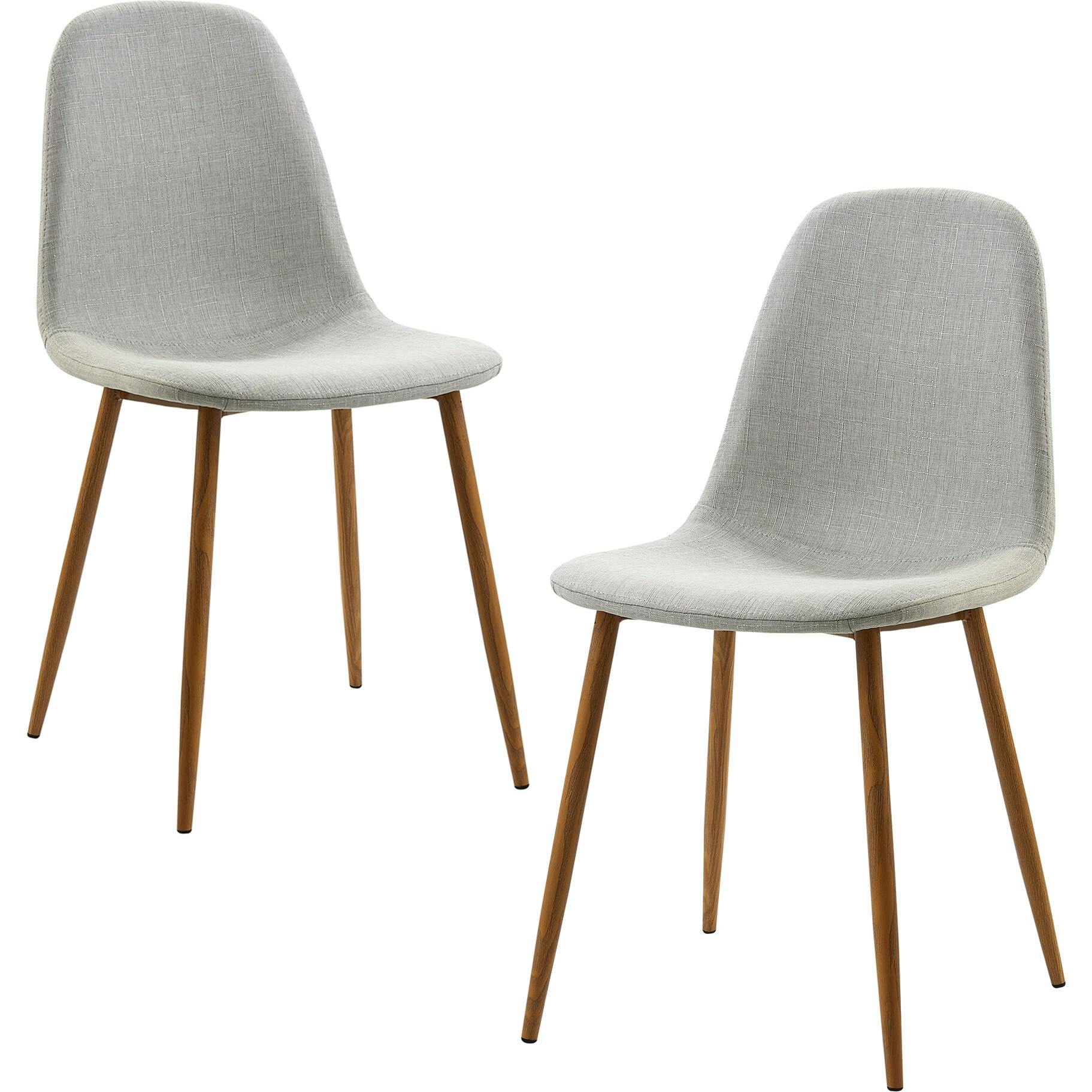 Minimalista Fabric Dining Chair with Wood Grain Metal Legs