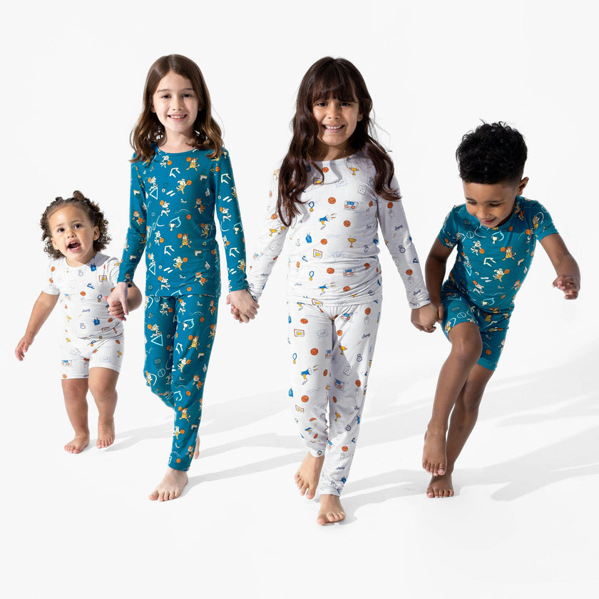 Basketball Pups Bamboo Kids Pajama Short Set
