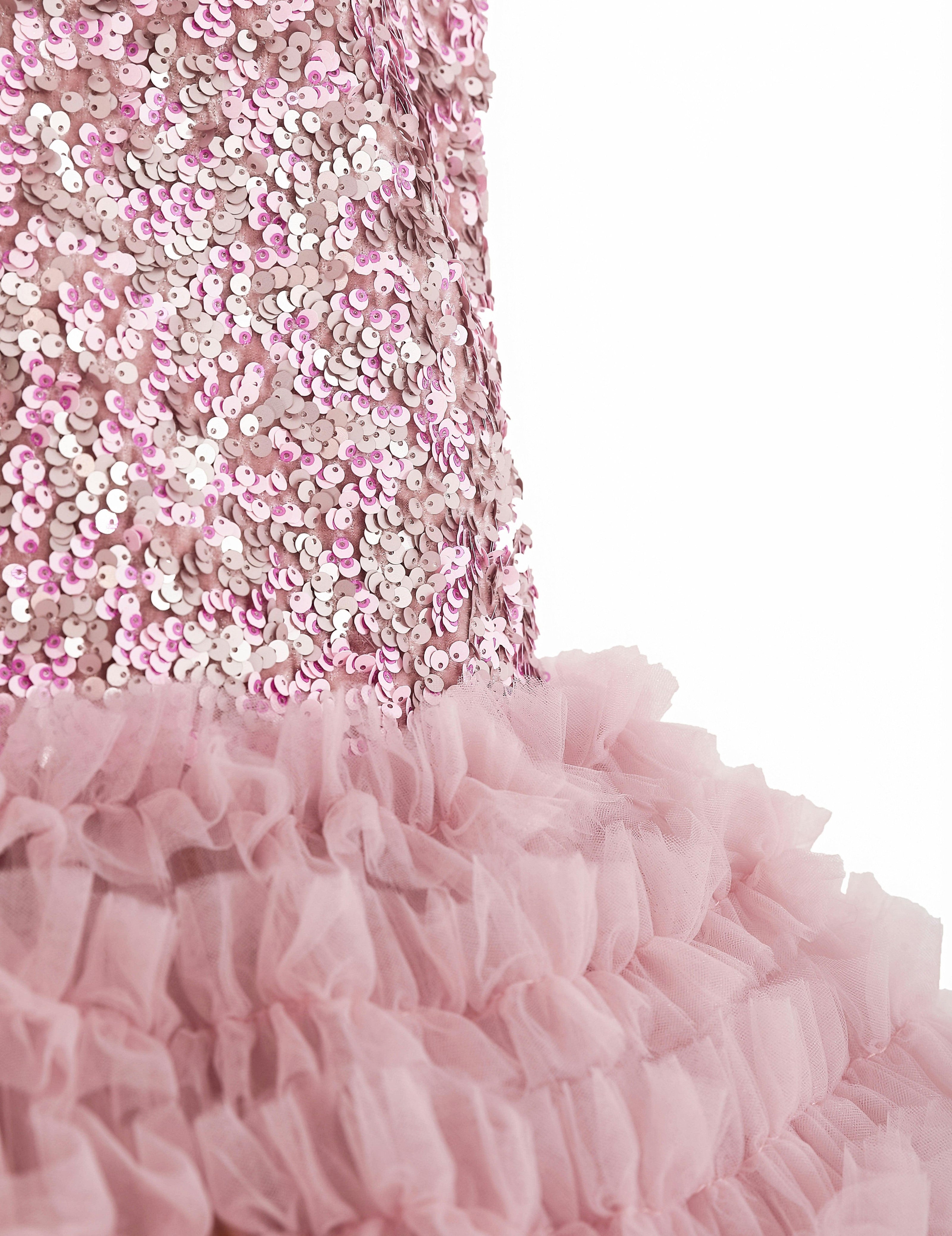 Pink Sequin & Tulle Party Dress