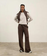 Womens Recycled Fleece Wide Leg Pant - Recycled Fleece - Mineral Ganache