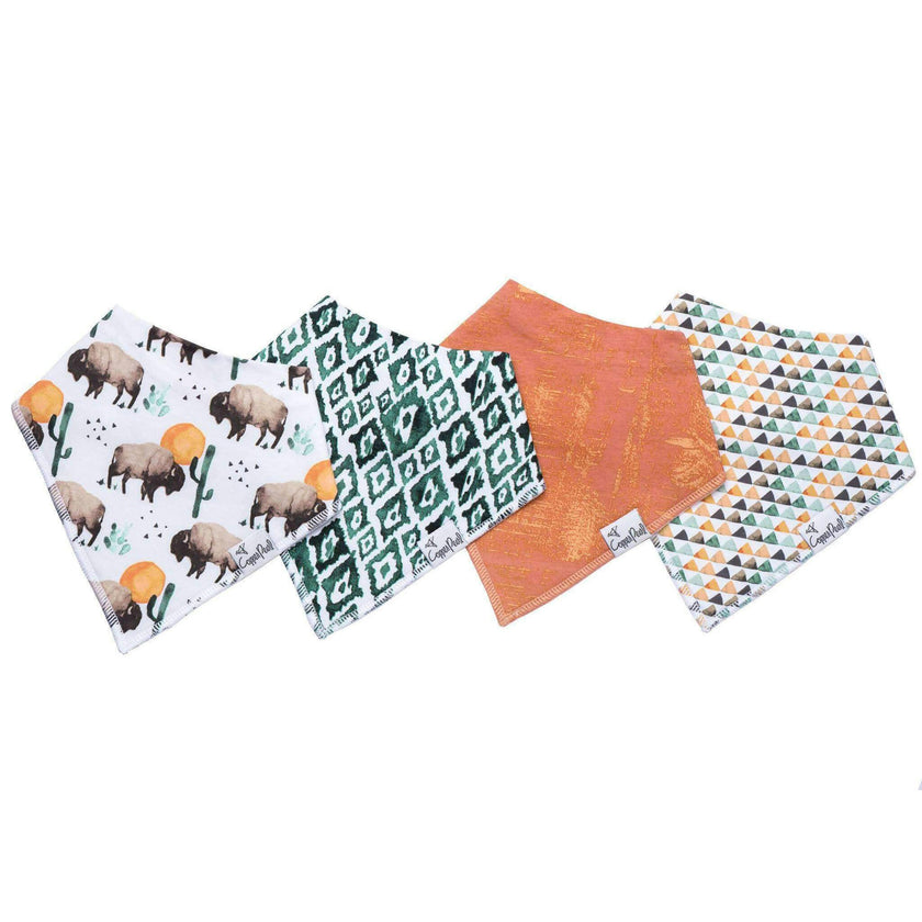 4 Pack Baby Bandana Bibs - Bison