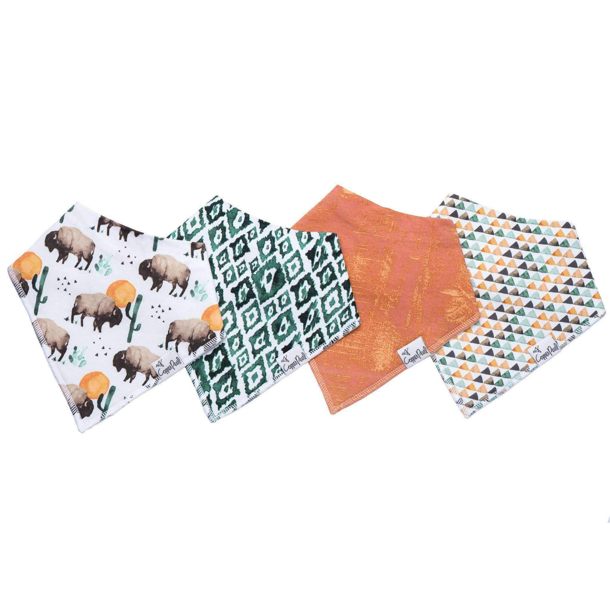 4 Pack Baby Bandana Bibs - Bison