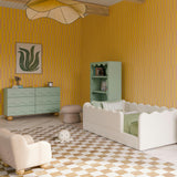 Lido Wave 6-Drawer Wide Assembled Dresser (56") in Light Sage/Honey