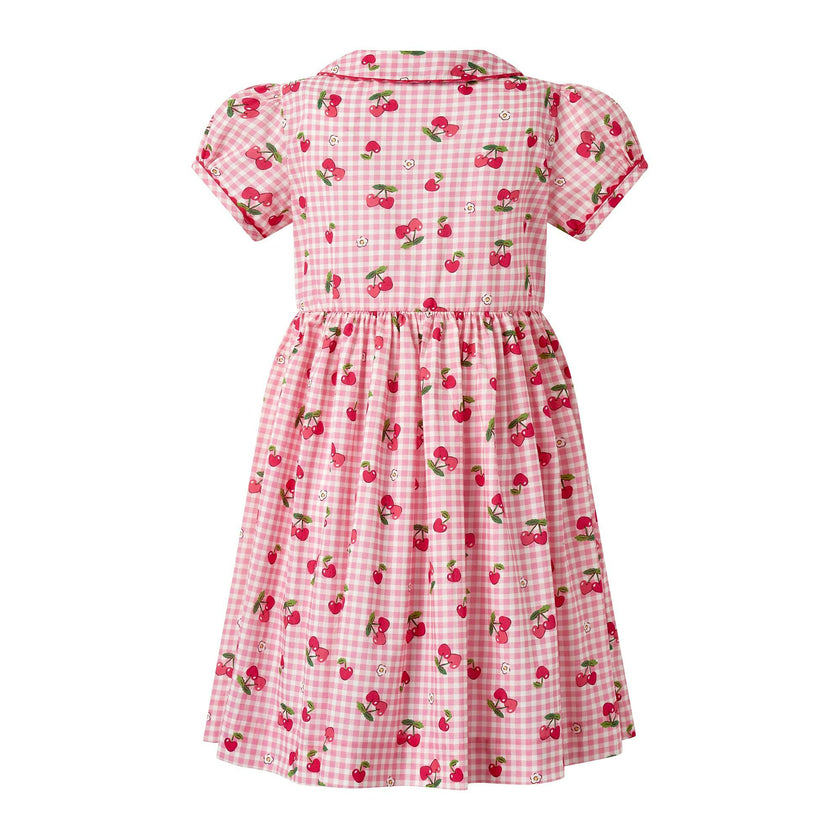 Gingham Cherry Button Front Dress