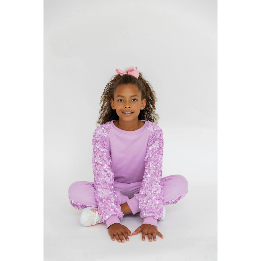 Lavender Sequin Joggers Set