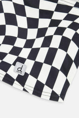 Brushed Jersey Balaclava White Checkered Print