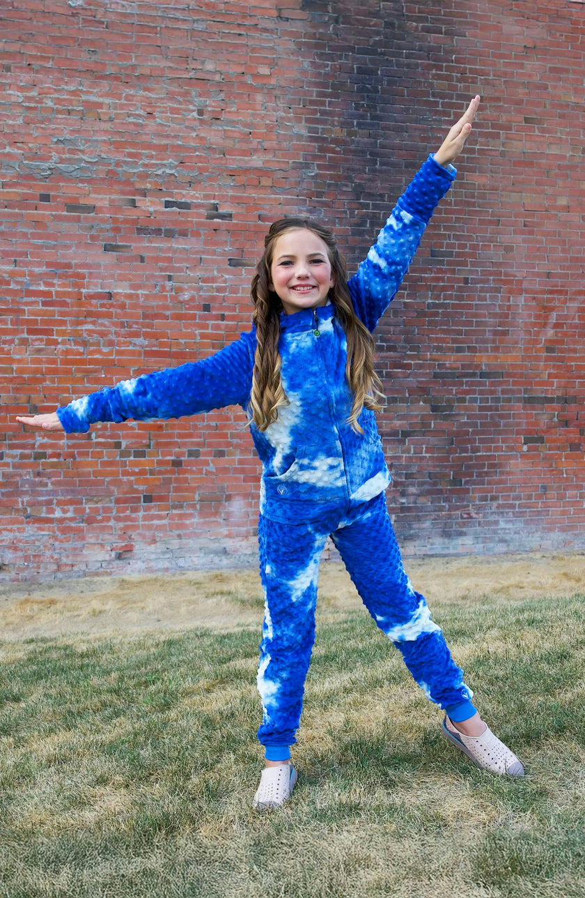 Minky Bubble Zip Hoodie - Blue Tie Dye