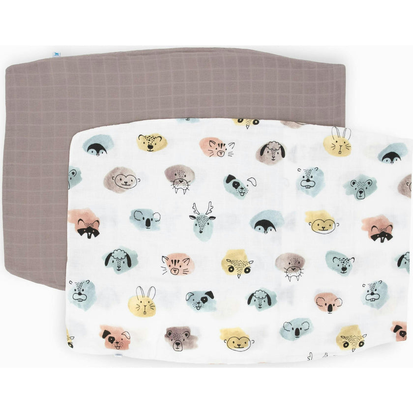 Cotton Muslin Pillowcase 2 Pack - Watercolor Critters