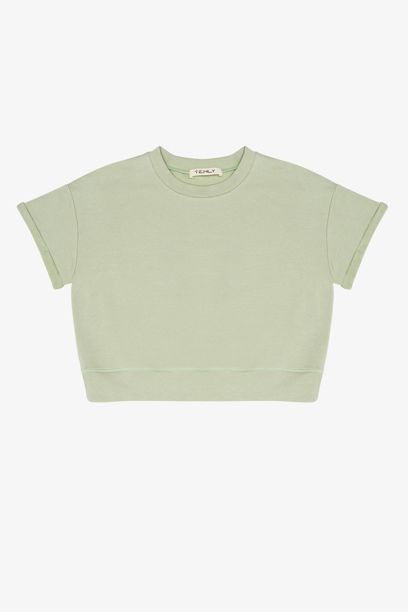 French Terry Rollup Sleeve Waistband Tee