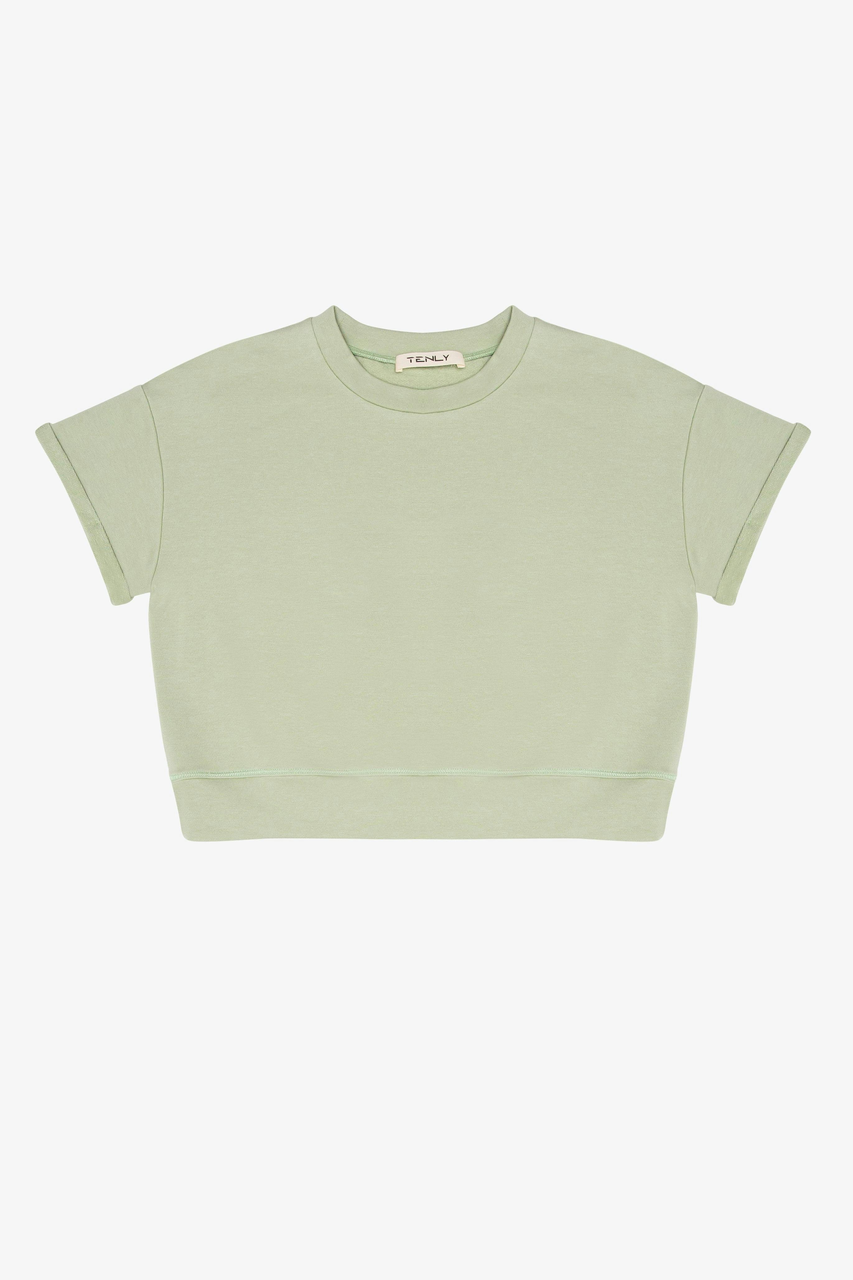 French Terry Rollup Sleeve Waistband Tee