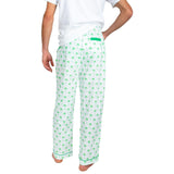 Men's Green Palm Tree PJ Pants - Organic Cotton Poplin