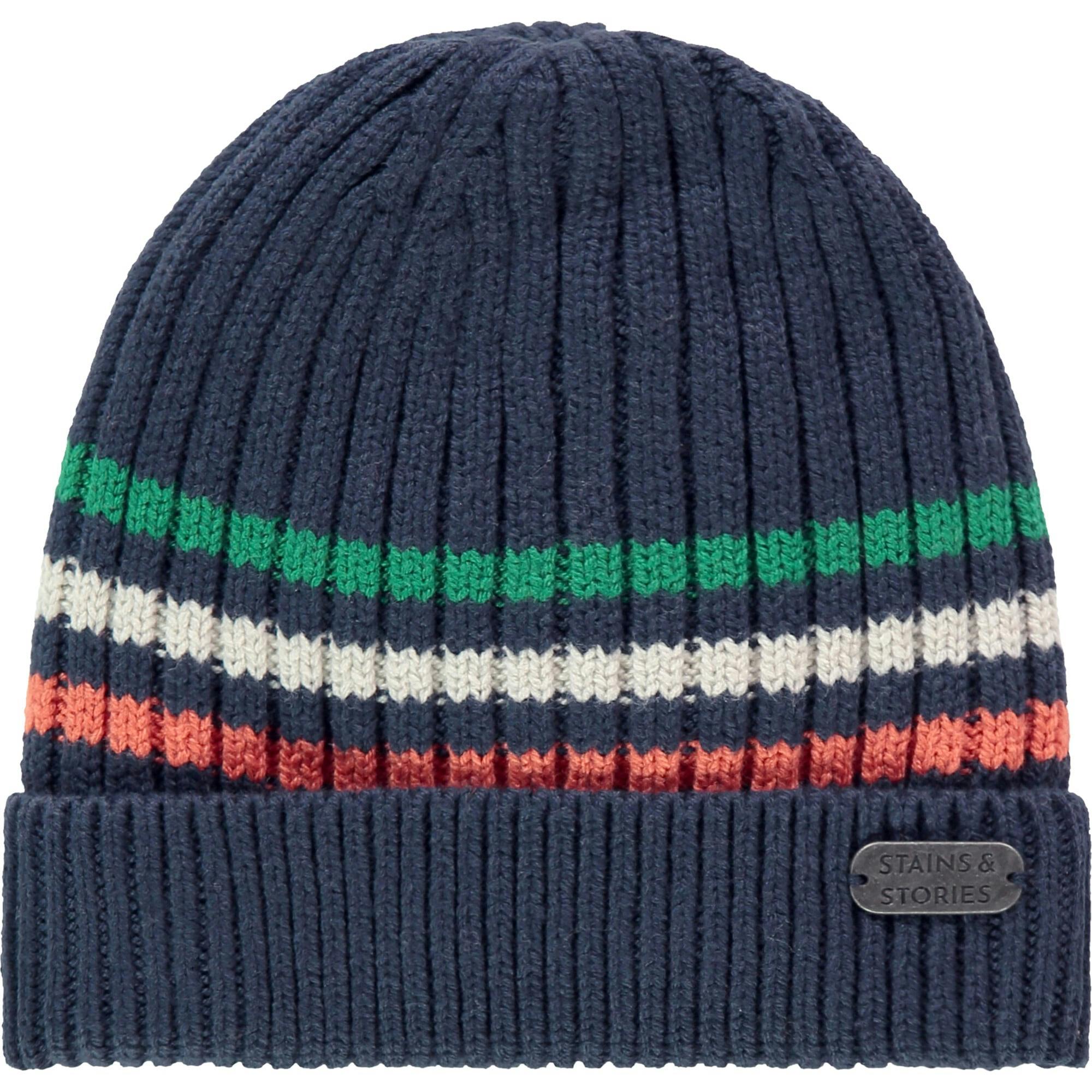 Rib Knit Stripped Beanie