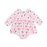 Leslie Rose - Long Sleeve Peter Pan Ruffle Collar Bubble with Skirt