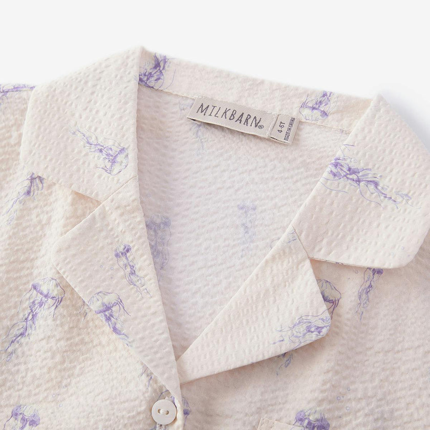 Sunset Jellyfish Button-Up Two Piece Set