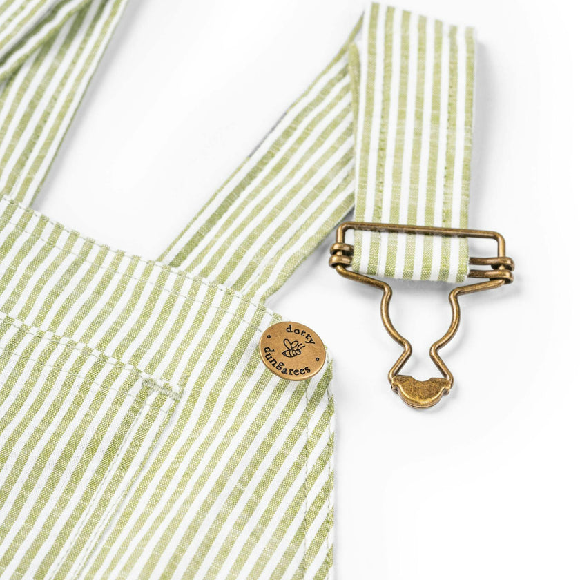 Olive Seersucker Overalls