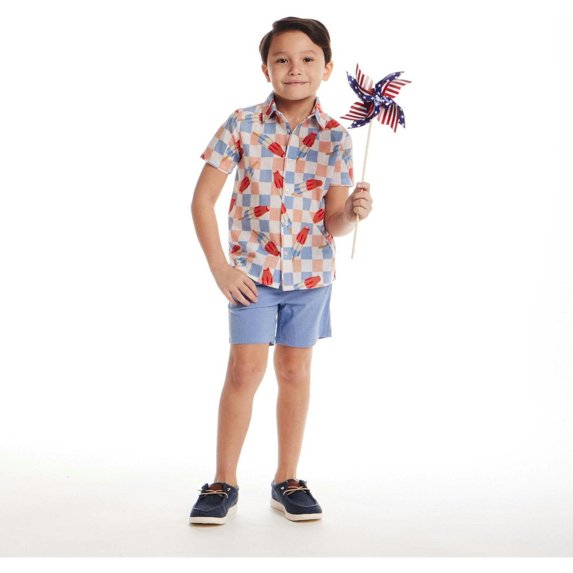 Kids Crosshatch Checkered Pop Buttondown