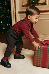 Baby Top & Pants Set Black And Red Houndstooth