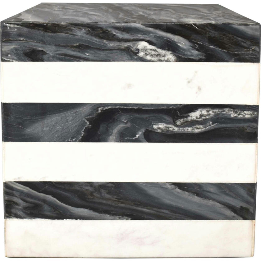 Felix 15" Contemporary Natural Marble Handmade Cube End Table