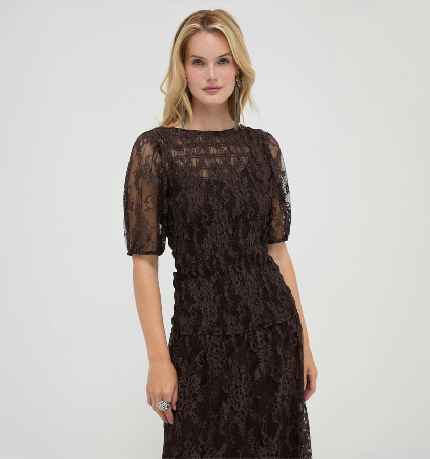The Short Sleeve Dalia Nap Dress -  Chocolate
