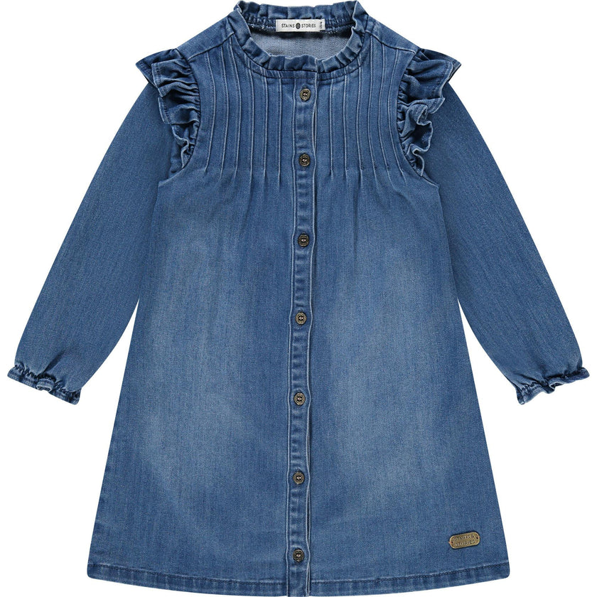 Ruffle Collar Denim Dress