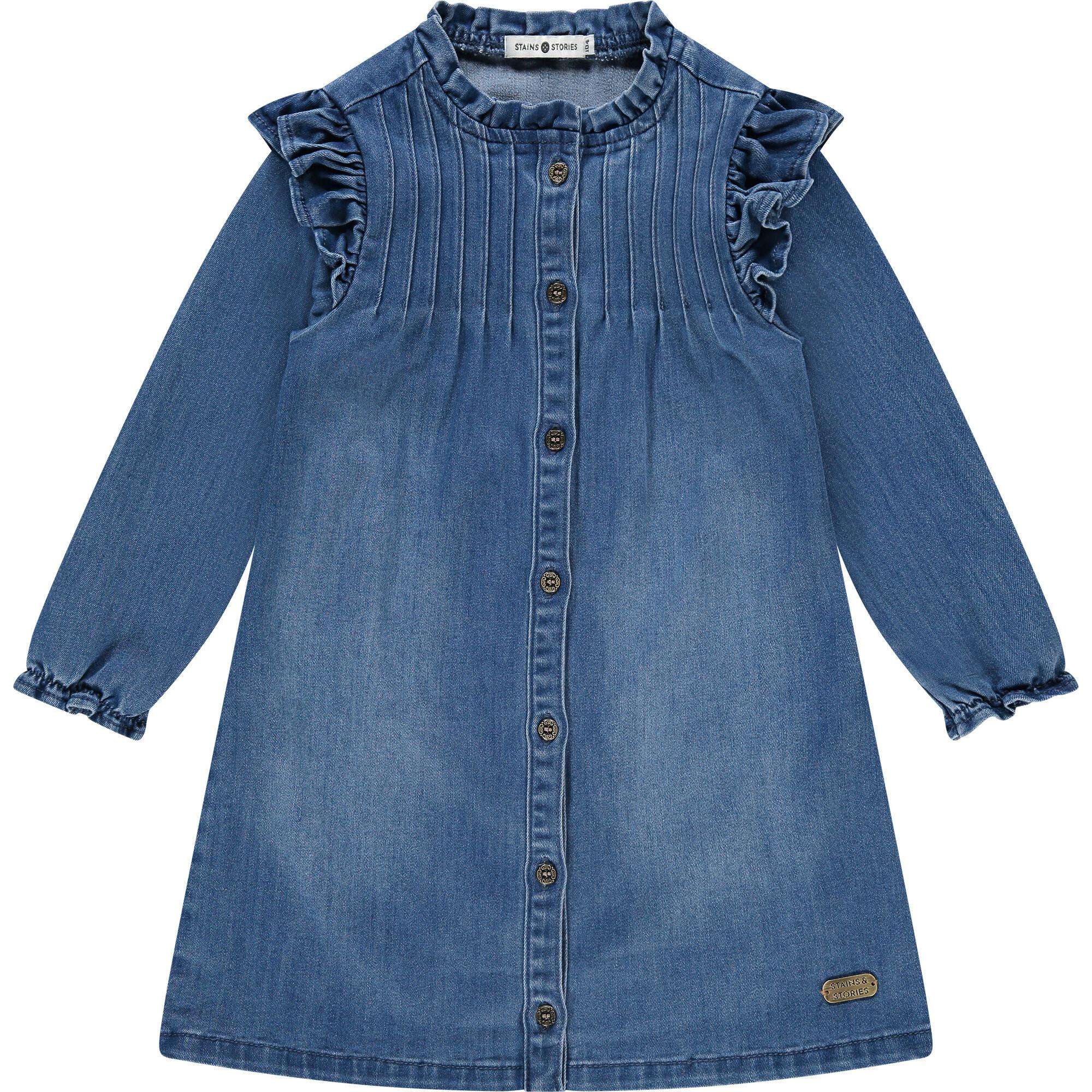 Ruffle Collar Denim Dress