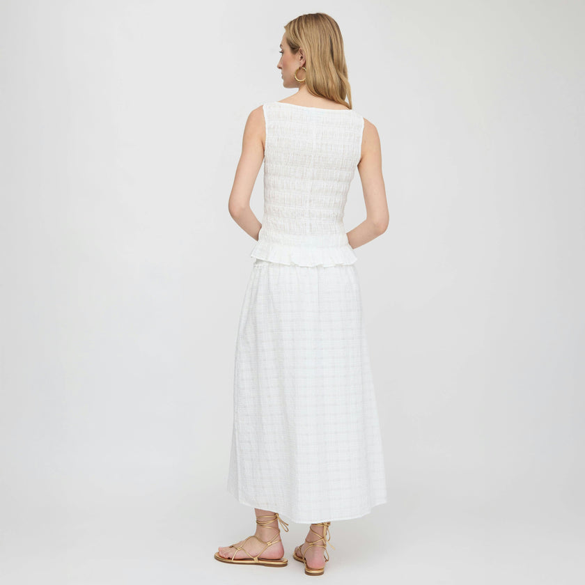 The Delphine Nap Skirt - White Crinkle Check