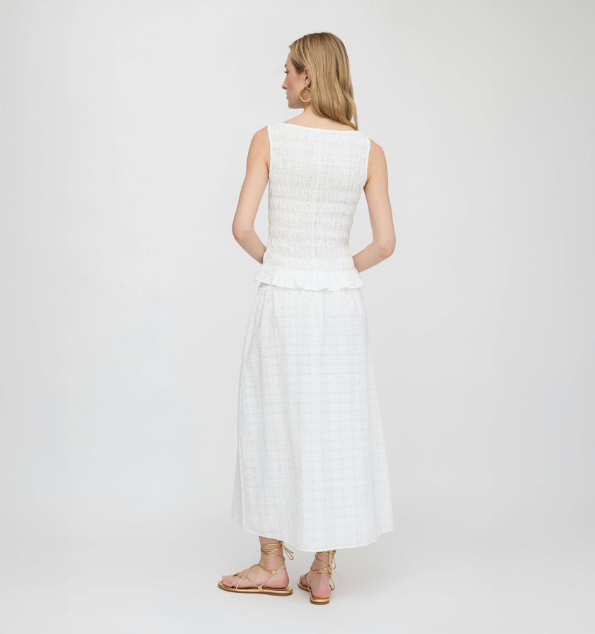 The Delphine Nap Skirt - White Crinkle Check