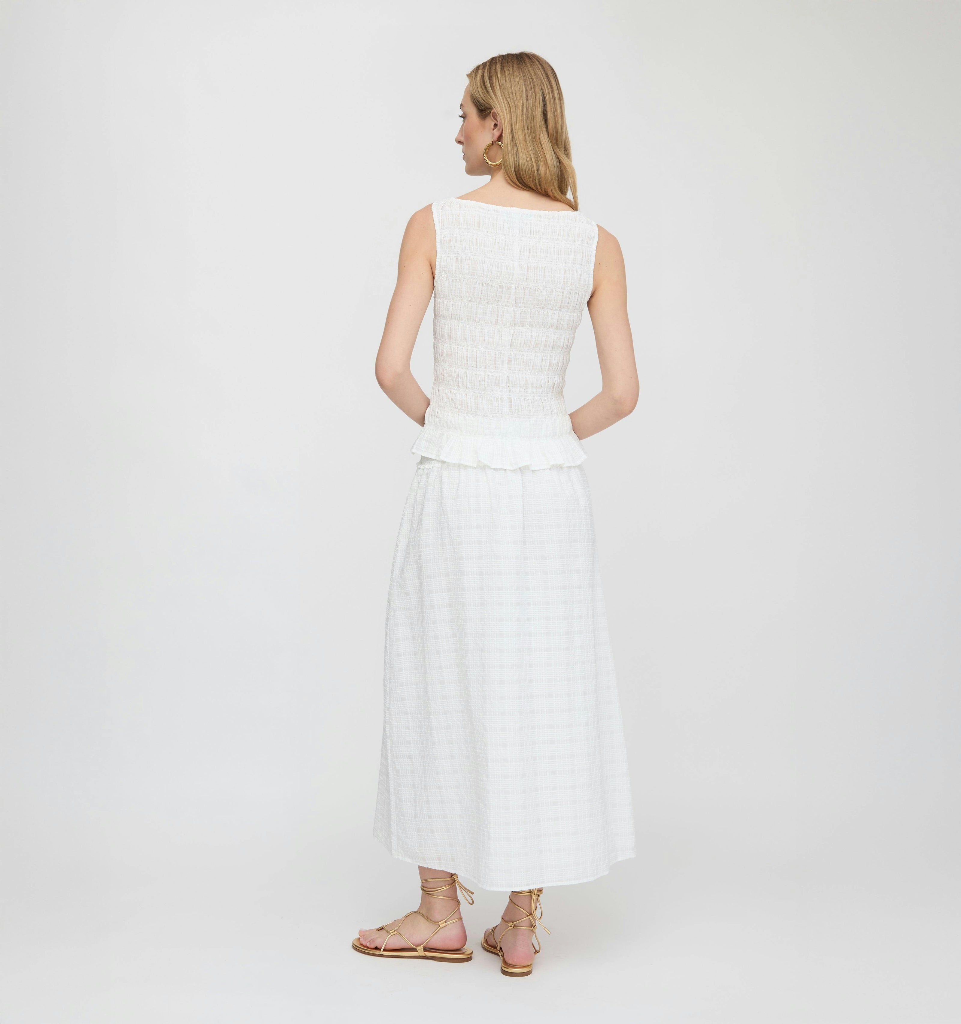 The Phoebe Nap Top - White Crinkle Check