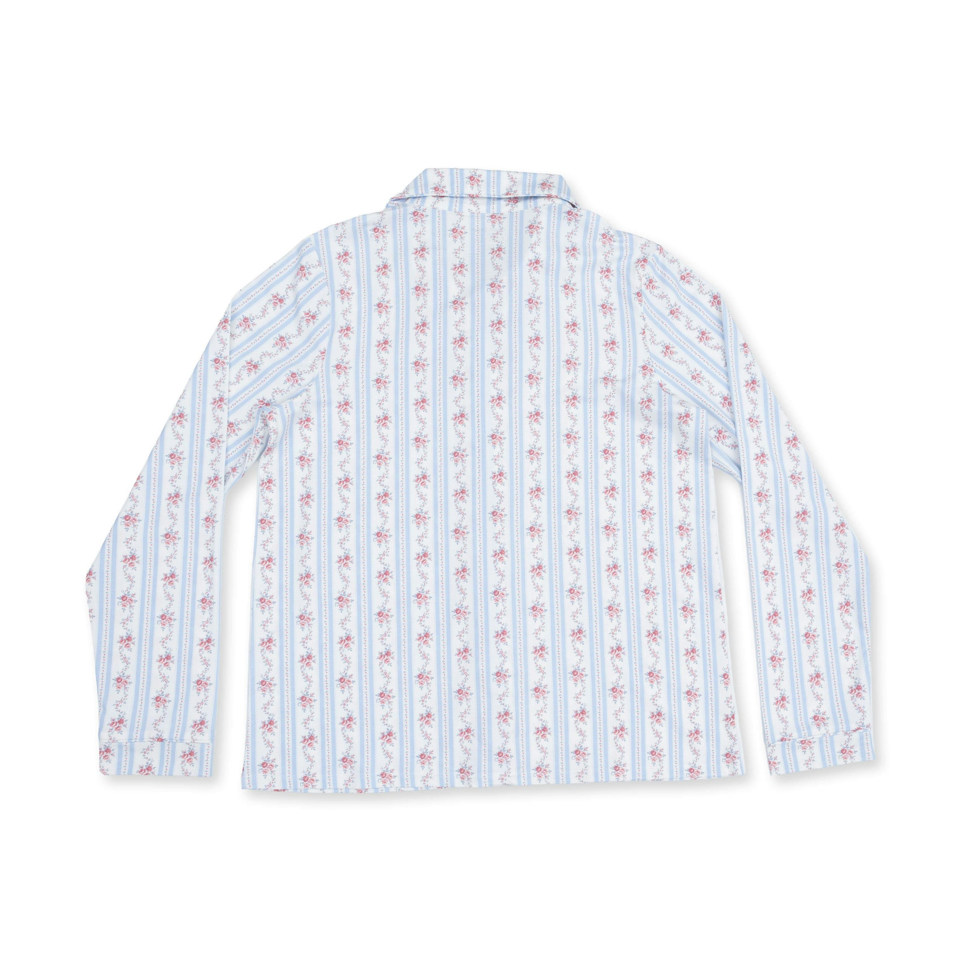 Anna Floral Stripe - Adult Long Sleeve Coat Style and Pant With Pockets