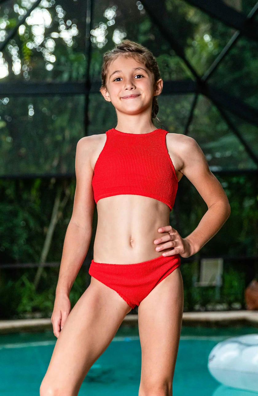 Meredith - Crinkle Two Piece Tankini Swimsuit