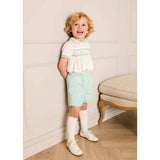 Wimbledon Stripe Hand Smocked Peter Pan Collar Two Piece Set in Green (18mths-6yrs)