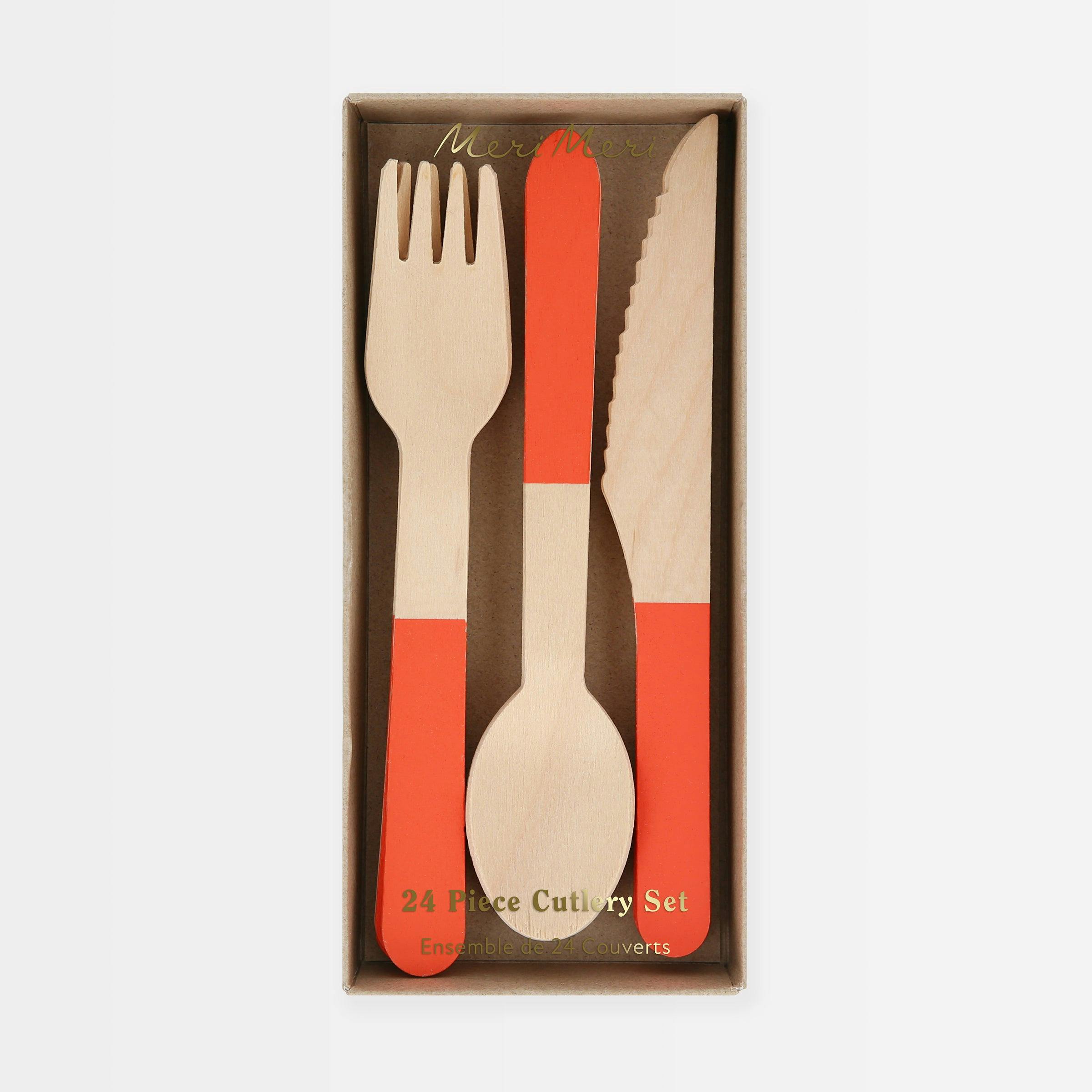 Tomato Red Wooden Cutlery Set