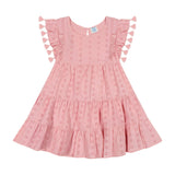 Sophie Girls Tassel Dress Blush Pink Eyelet, Pink
