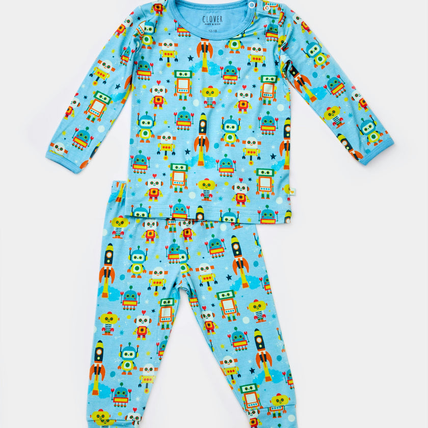 Long Sleeve Pajama Set - Robots