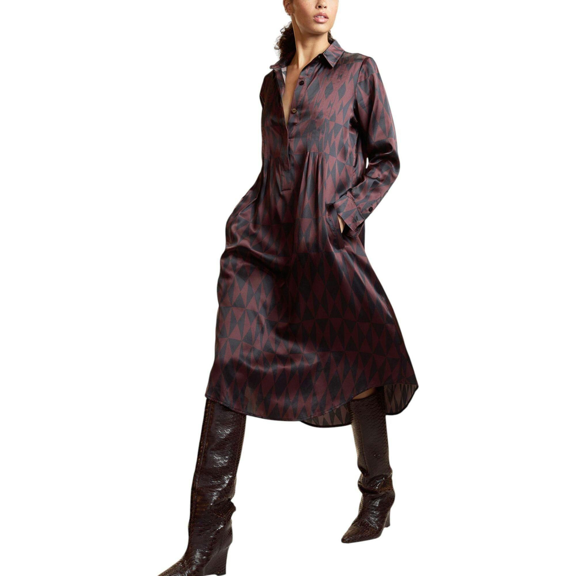Silk Pintuck Shirt Dress